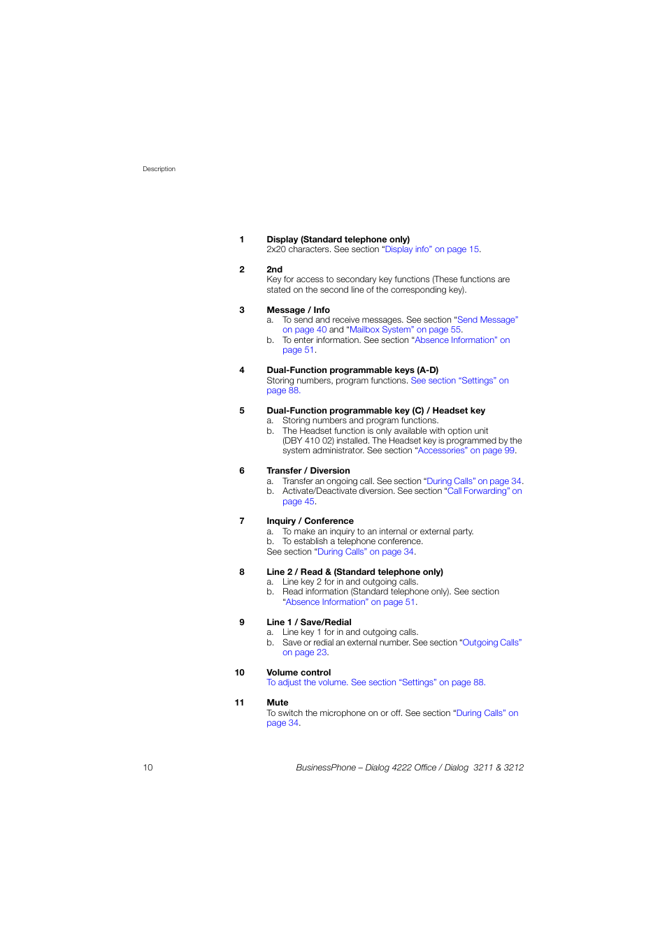 AASTRA 4222 Office for BusinessPhone User Guide EN User Manual | Page 10 / 124