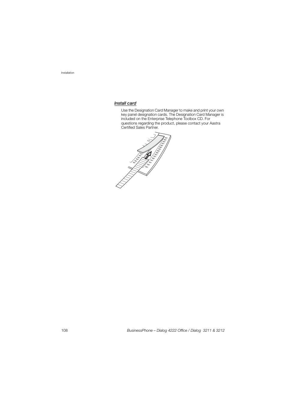 Install card | AASTRA 4222 Office for BusinessPhone User Guide EN User Manual | Page 108 / 124