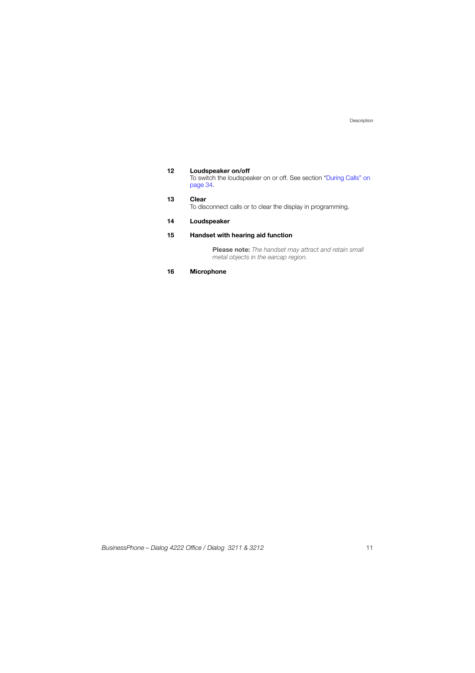 AASTRA 4222 Office for BusinessPhone User Guide EN User Manual | Page 11 / 124