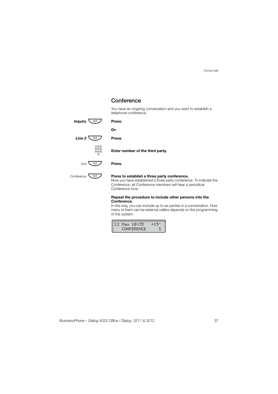 Conference | AASTRA 4222 Office for BusinessPhone User Guide EN User Manual | Page 37 / 124