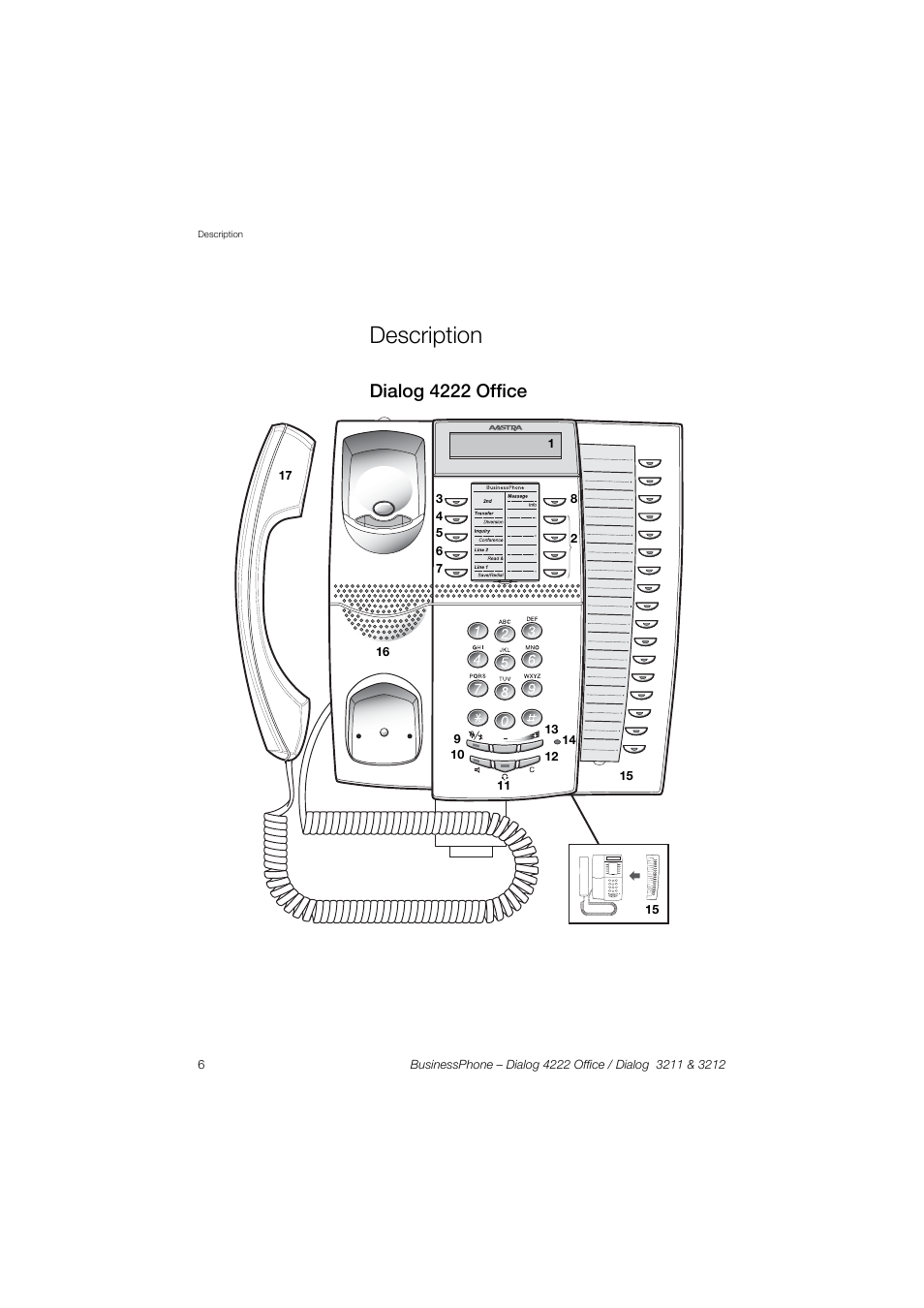 Description, Dialog 4222 office | AASTRA 4222 Office for BusinessPhone User Guide EN User Manual | Page 6 / 124