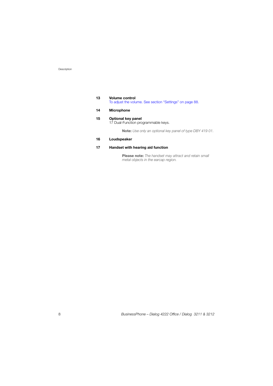 AASTRA 4222 Office for BusinessPhone User Guide EN User Manual | Page 8 / 124