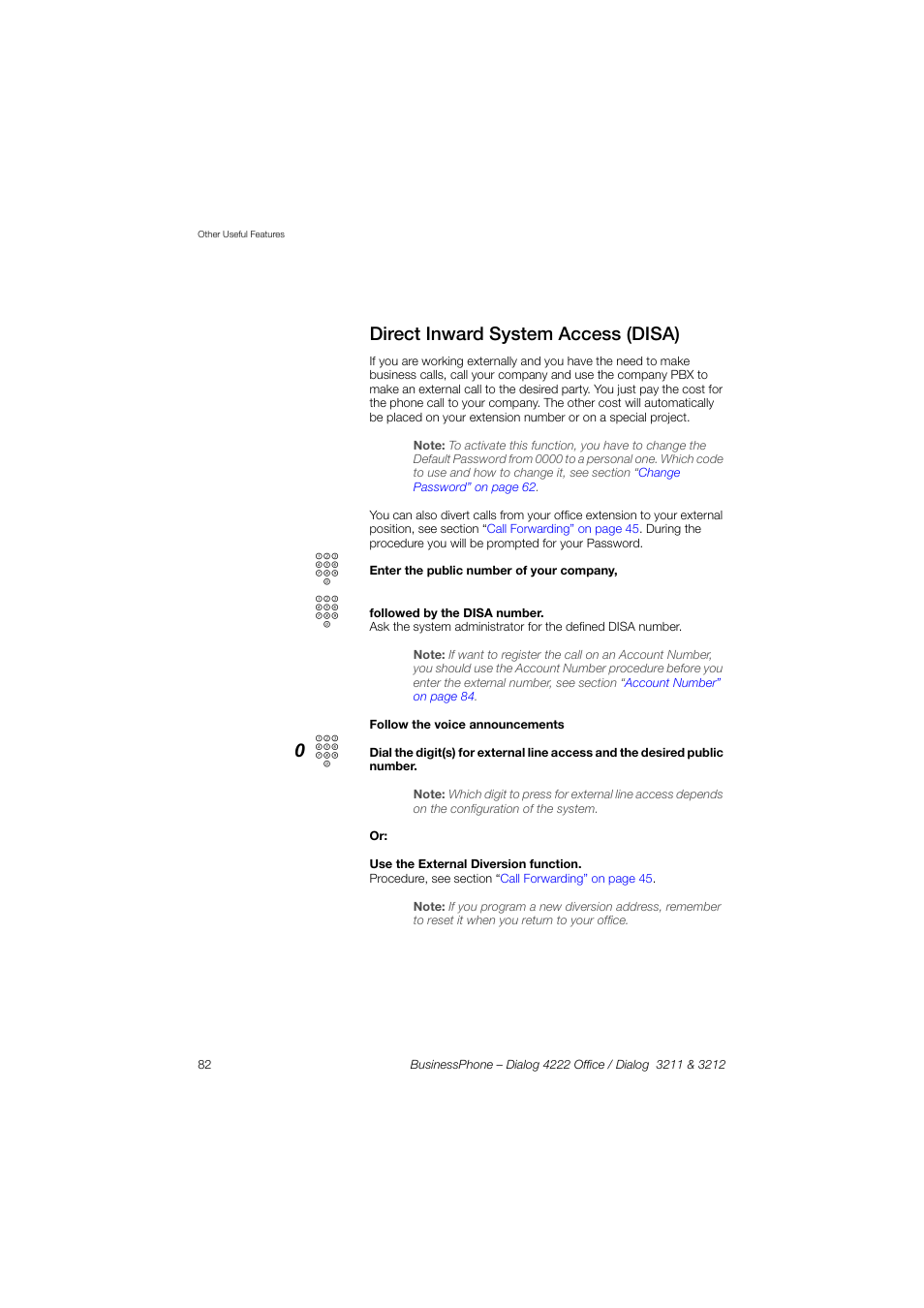 Direct inward system access (disa) | AASTRA 4222 Office for BusinessPhone User Guide EN User Manual | Page 82 / 124