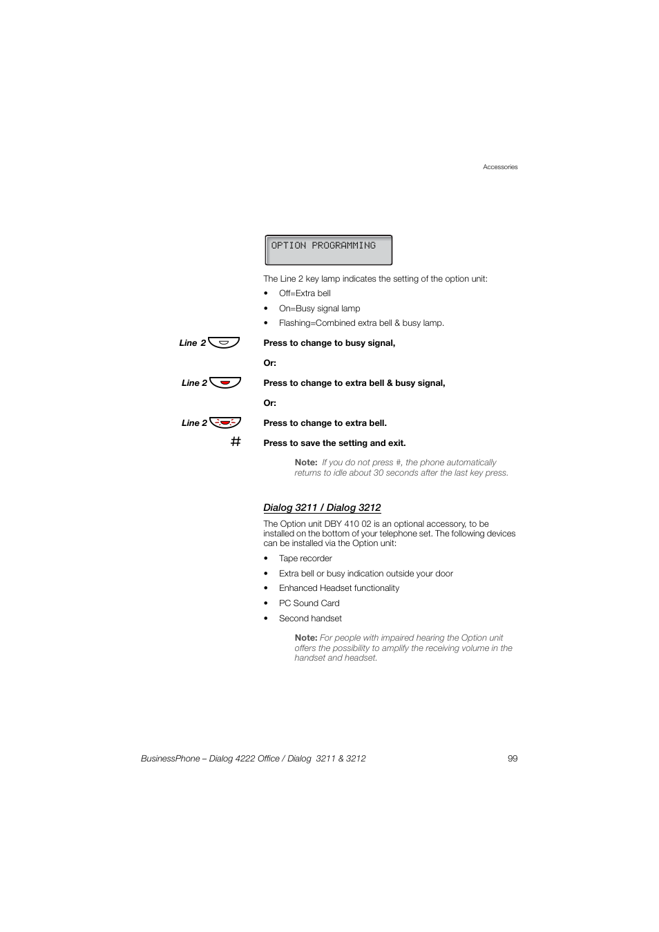 Dialog 3211 / dialog 3212 | AASTRA 4222 Office for BusinessPhone User Guide EN User Manual | Page 99 / 124