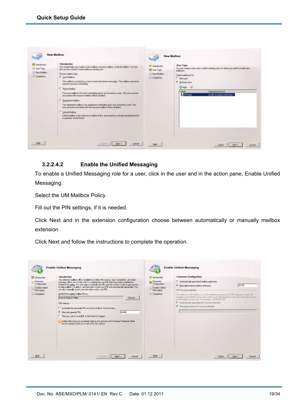 2 enable the unified messaging | AASTRA MX-ONE V4 with Exchange 2010 Quick Setup Guide User Manual | Page 19 / 34