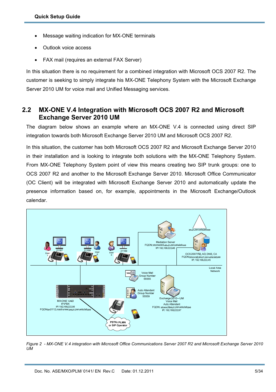 2010 um | AASTRA MX-ONE V4 with Exchange 2010 Quick Setup Guide User Manual | Page 5 / 34