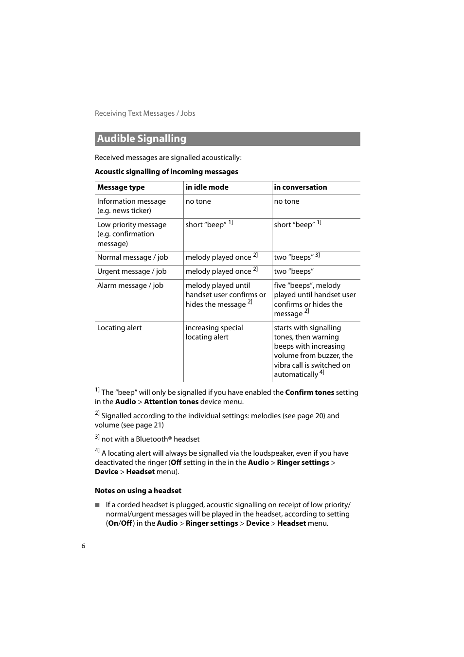 Audible signalling | AASTRA 600d Messaging & Alerting SIP-DECT User Manual EN User Manual | Page 10 / 36