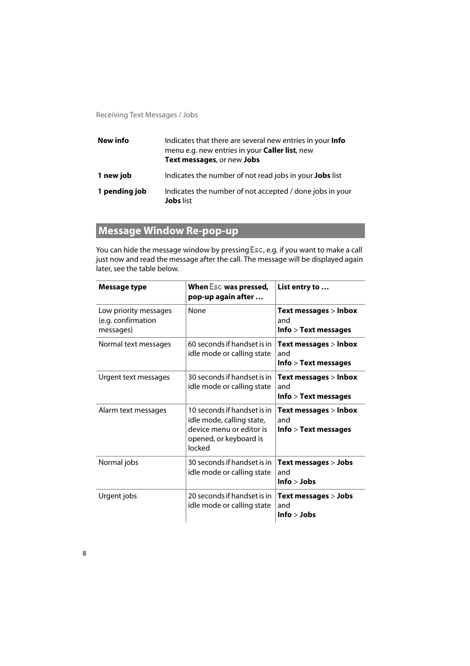 Message window re-pop-up | AASTRA 600d Messaging & Alerting SIP-DECT User Manual EN User Manual | Page 12 / 36