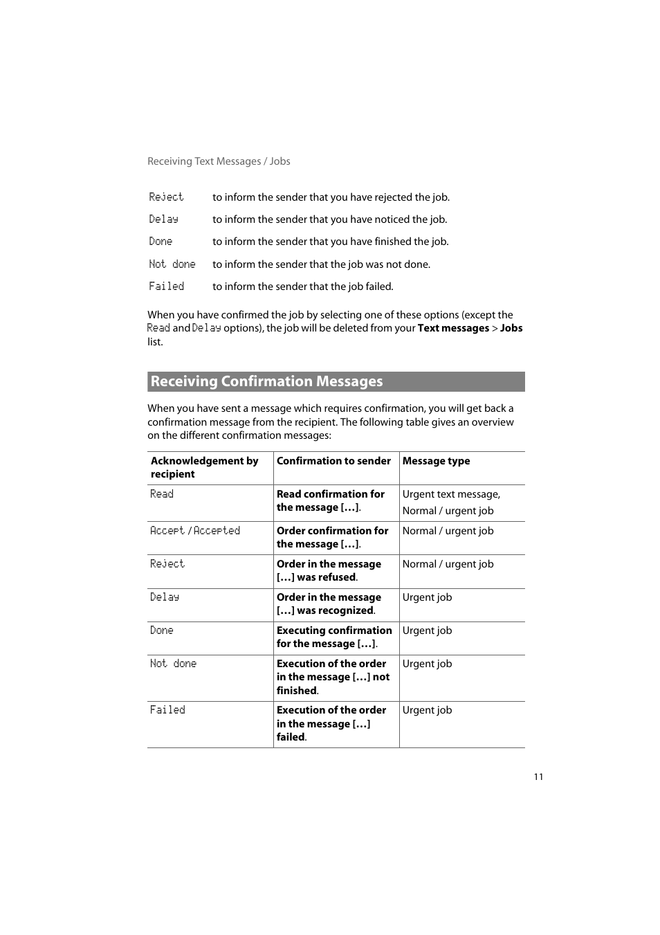 Receiving confirmation messages | AASTRA 600d Messaging & Alerting SIP-DECT User Manual EN User Manual | Page 15 / 36