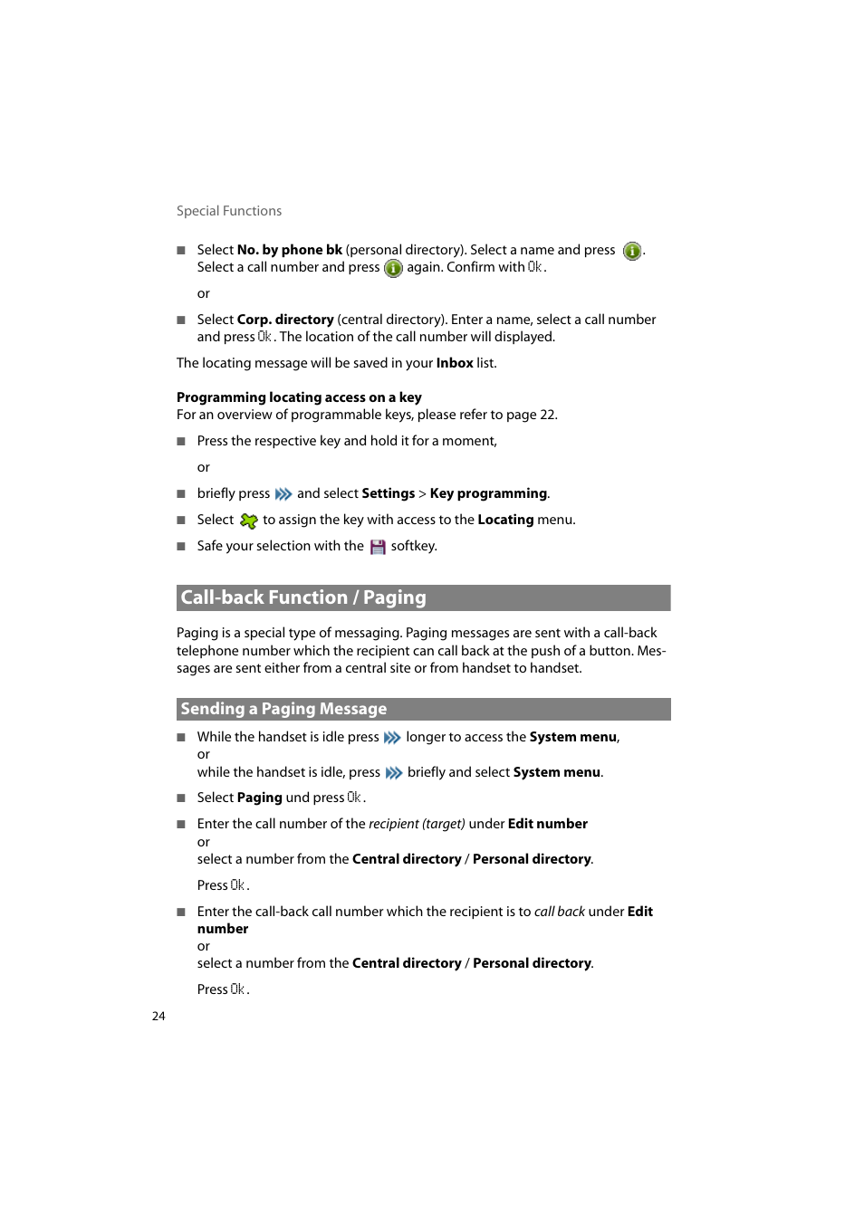 Call-back function / paging, Sending a paging message | AASTRA 600d Messaging & Alerting SIP-DECT User Manual EN User Manual | Page 28 / 36