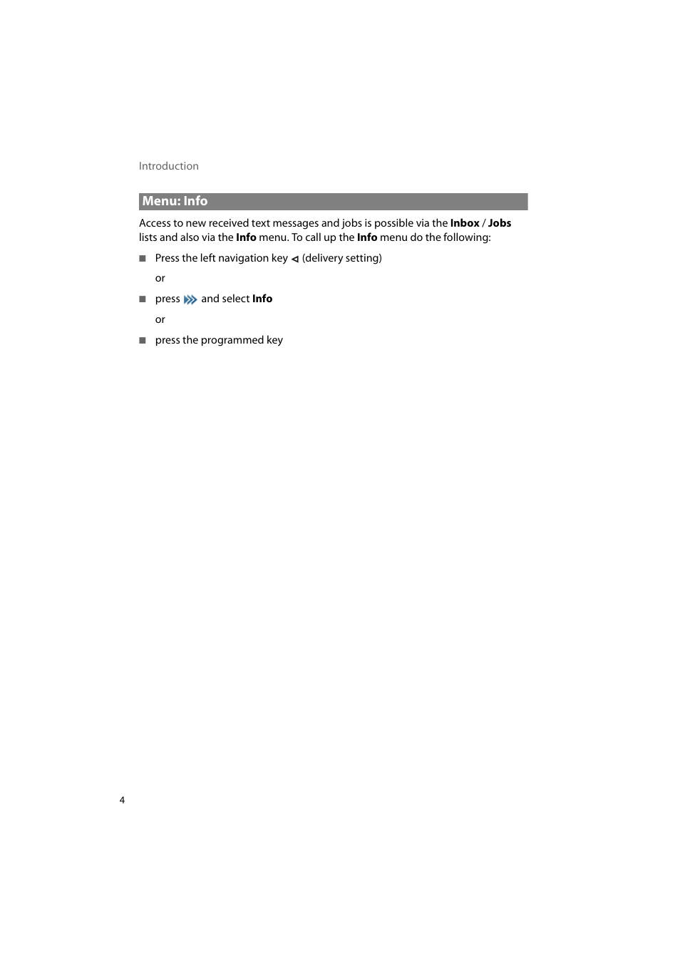 Menu: info | AASTRA 600d Messaging & Alerting SIP-DECT User Manual EN User Manual | Page 8 / 36