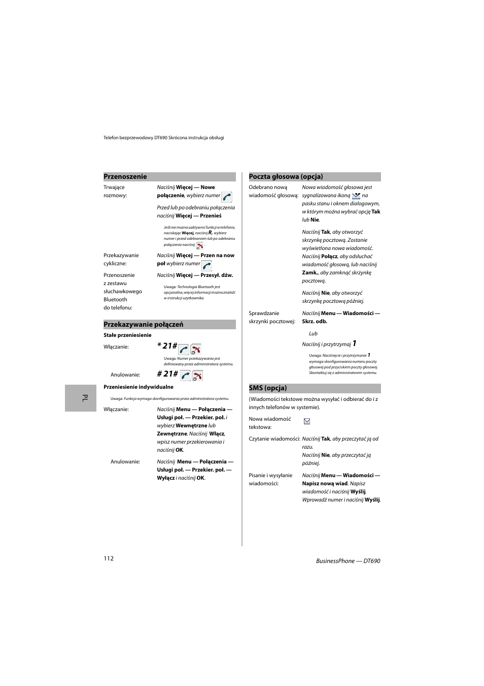 AASTRA DT690 for BusinessPhone Quick Reference Guide User Manual | Page 112 / 176