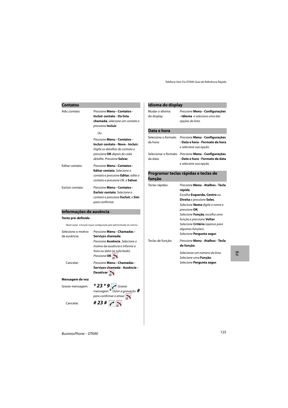 AASTRA DT690 for BusinessPhone Quick Reference Guide User Manual | Page 125 / 176