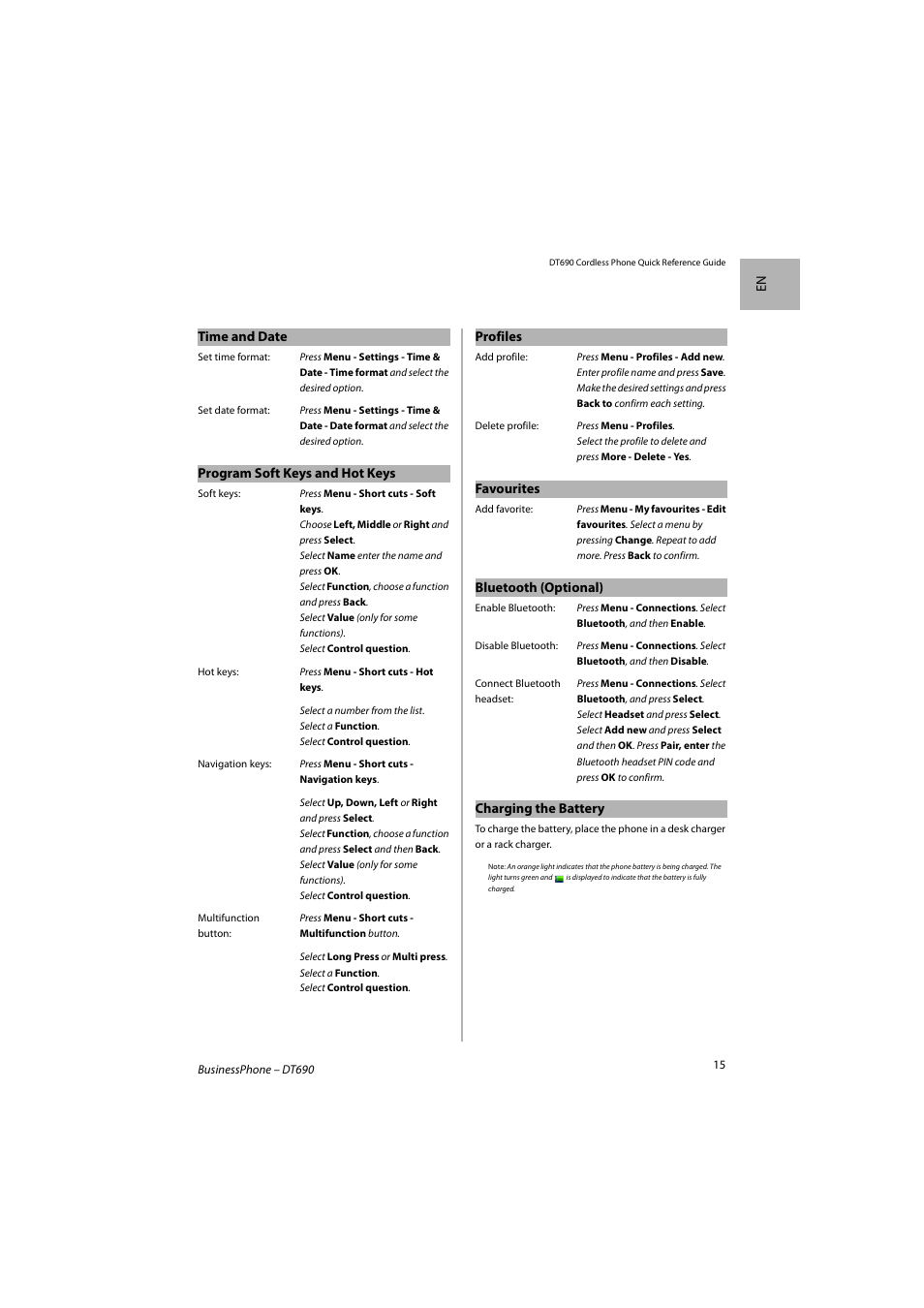AASTRA DT690 for BusinessPhone Quick Reference Guide User Manual | Page 15 / 176