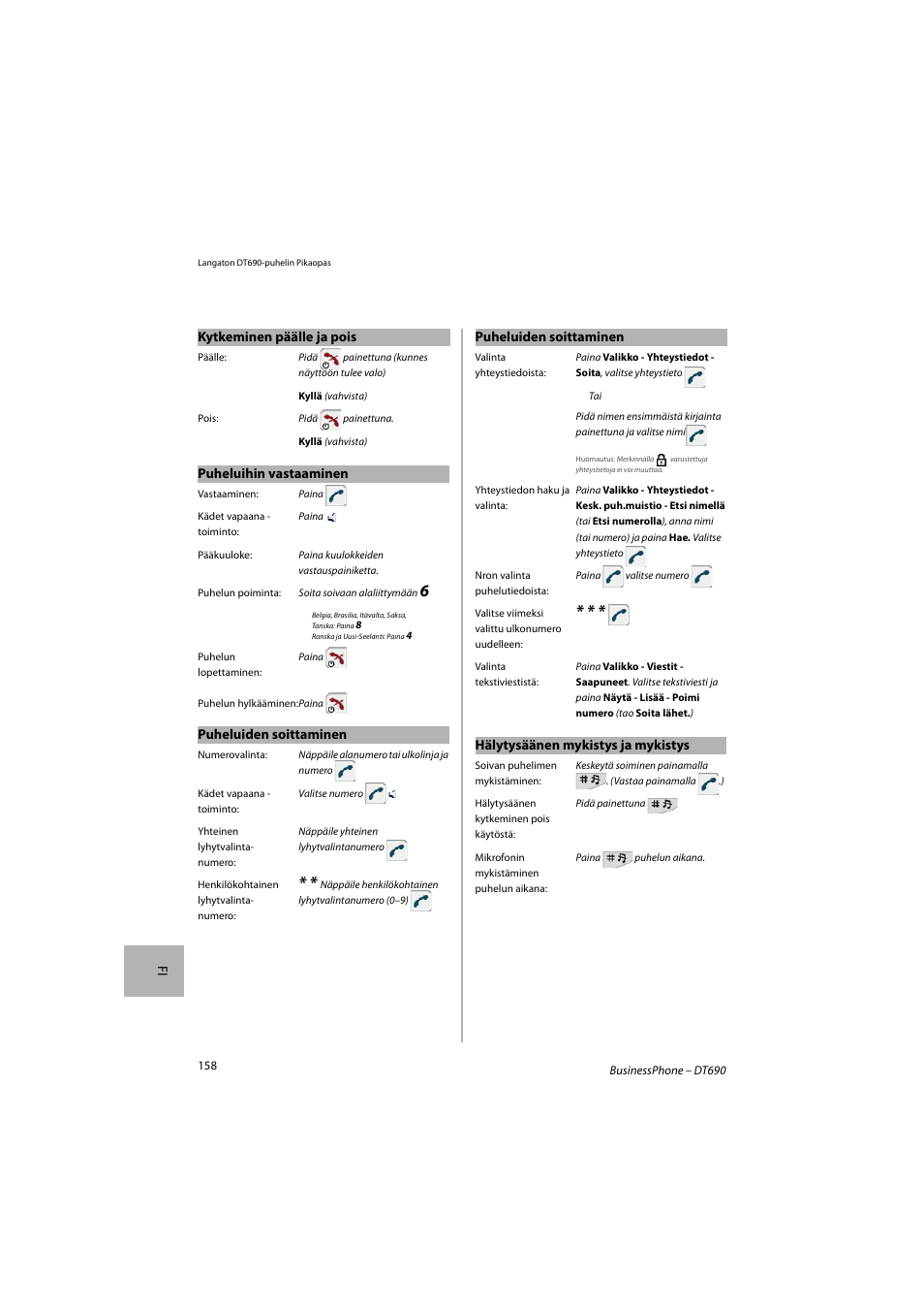 AASTRA DT690 for BusinessPhone Quick Reference Guide User Manual | Page 158 / 176