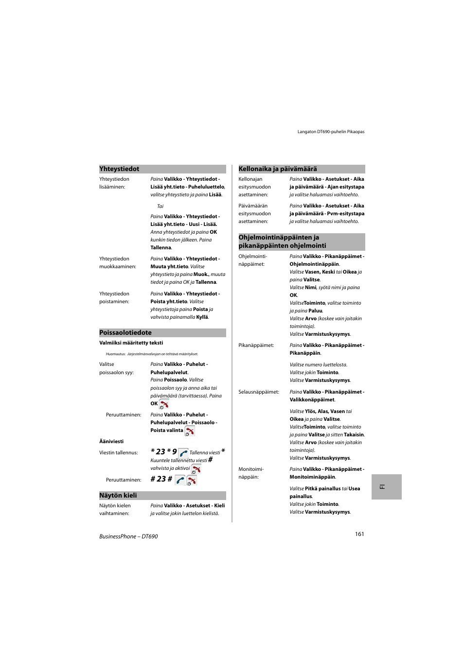 AASTRA DT690 for BusinessPhone Quick Reference Guide User Manual | Page 161 / 176