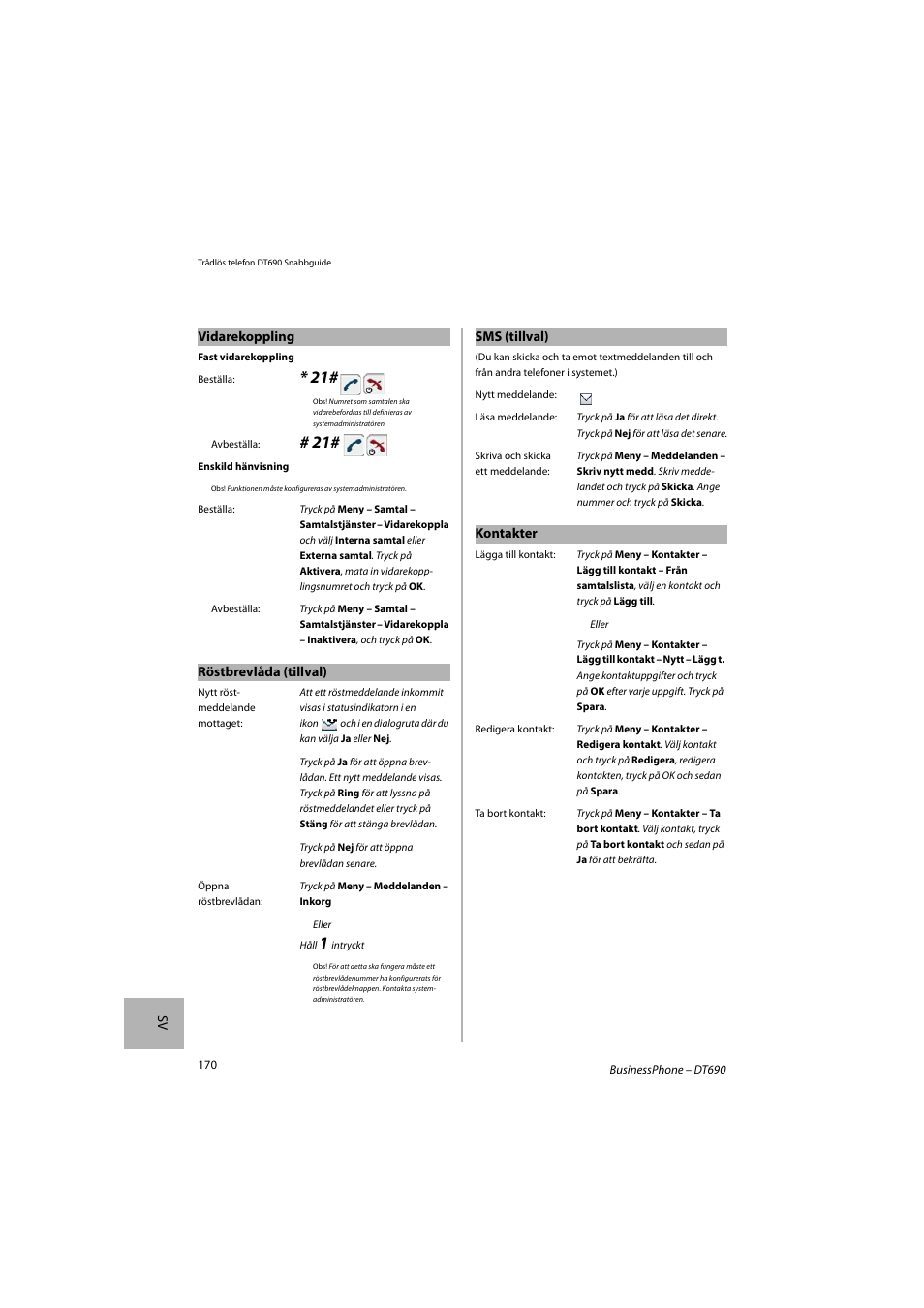 AASTRA DT690 for BusinessPhone Quick Reference Guide User Manual | Page 170 / 176
