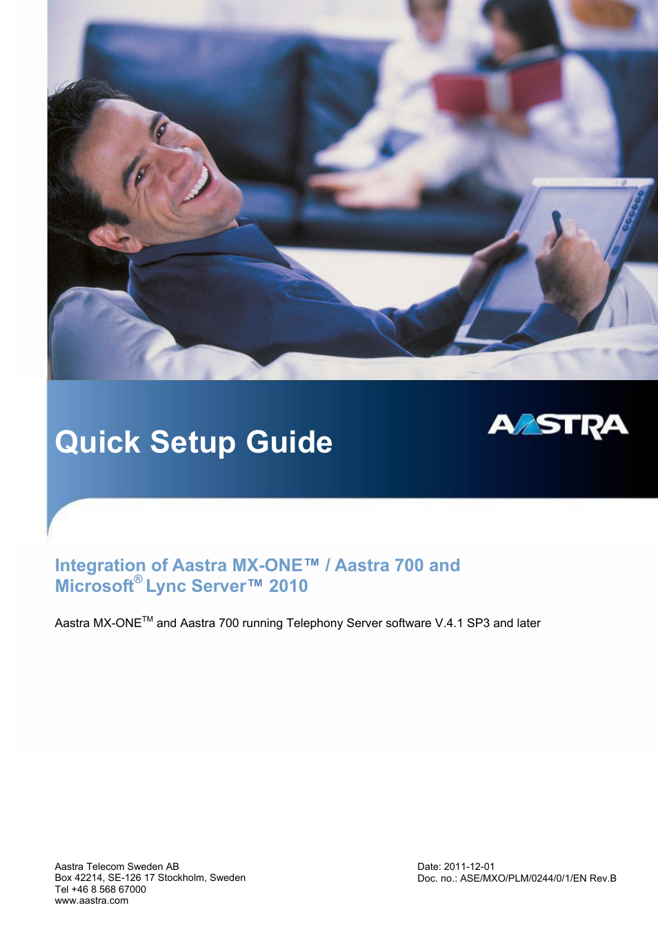 AASTRA MX-ONE_A700_MS Lync 2010 Quick Setup Guide User Manual | 19 pages