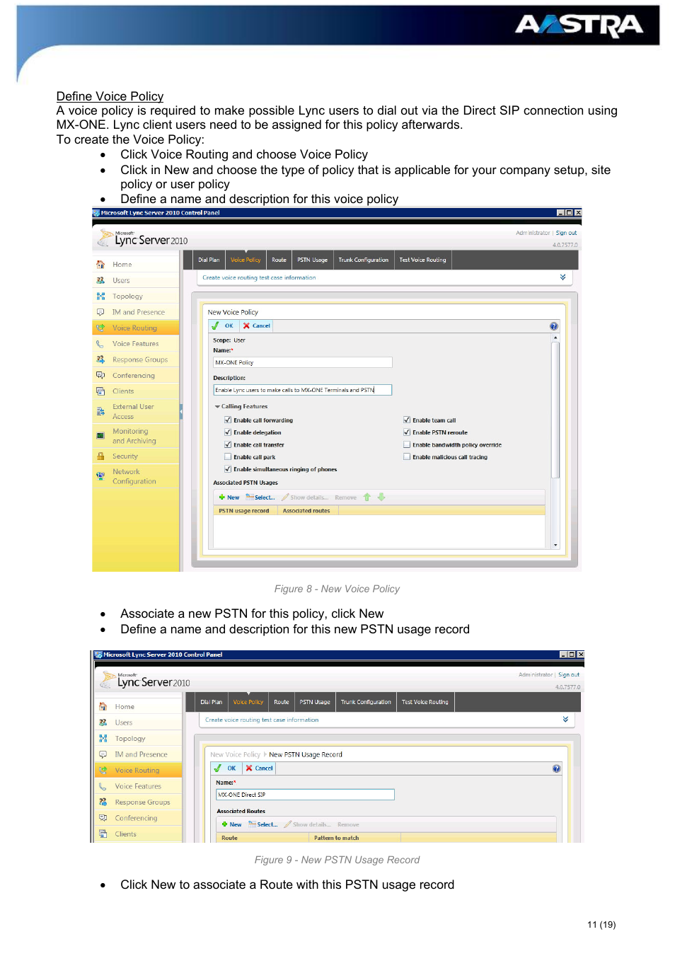 AASTRA MX-ONE_A700_MS Lync 2010 Quick Setup Guide User Manual | Page 11 / 19