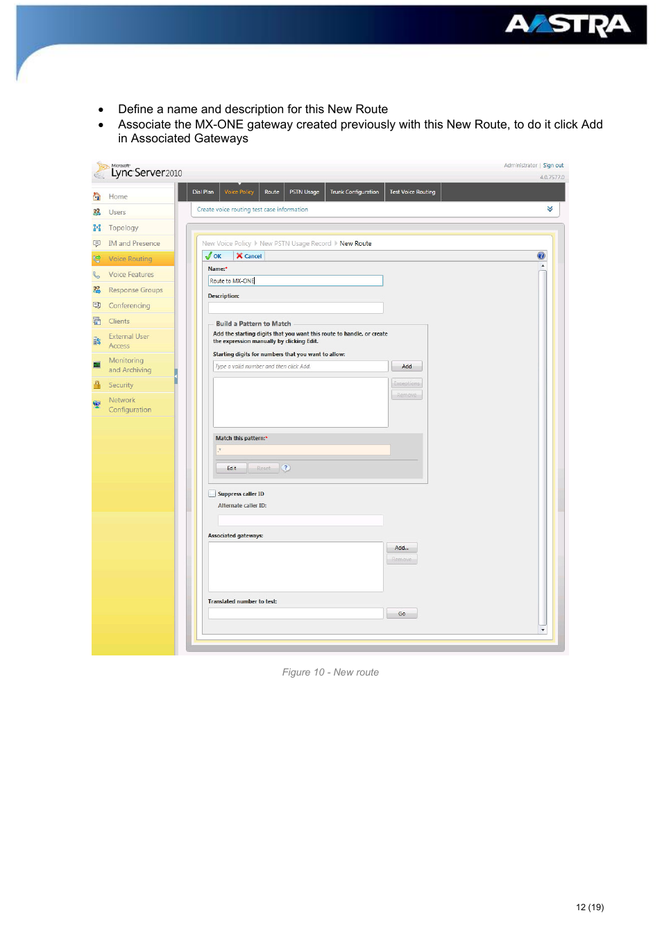 AASTRA MX-ONE_A700_MS Lync 2010 Quick Setup Guide User Manual | Page 12 / 19