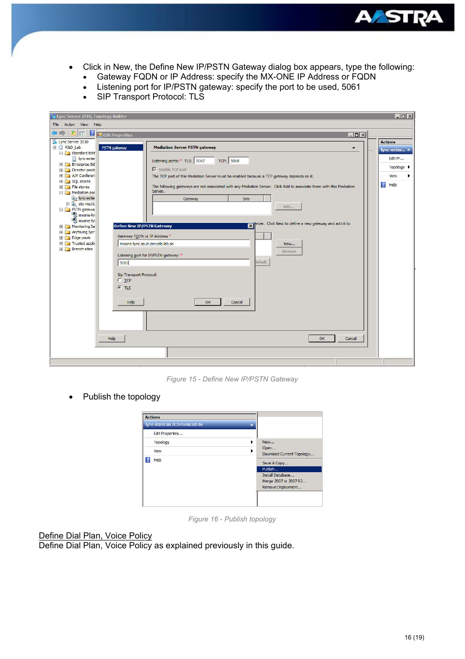 AASTRA MX-ONE_A700_MS Lync 2010 Quick Setup Guide User Manual | Page 16 / 19