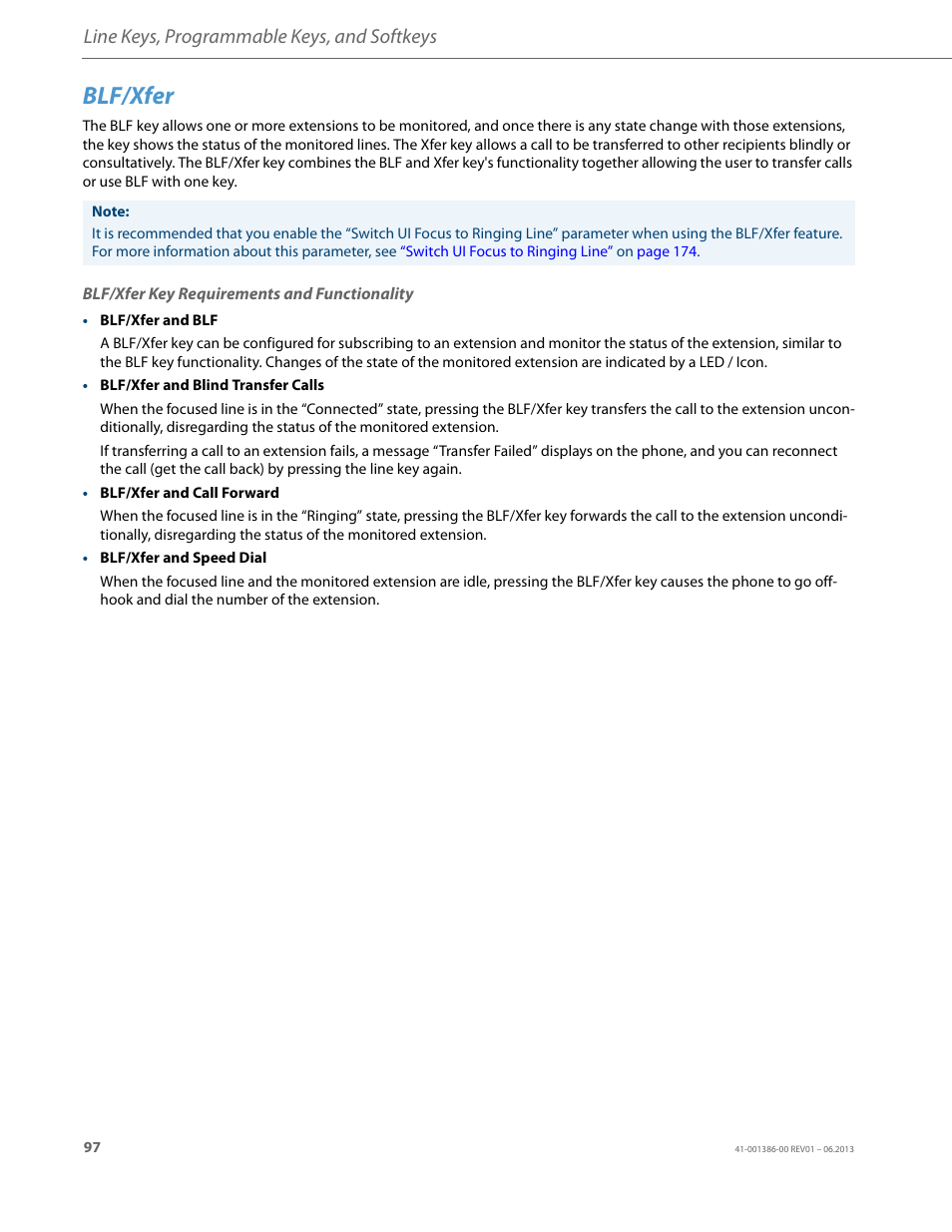 Blf/xfer, Blf/xfer key requirements and functionality, Line keys, programmable keys, and softkeys | AASTRA 6755i User Guide EN User Manual | Page 104 / 221