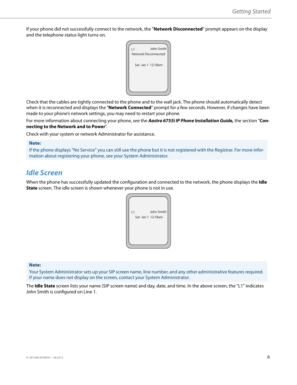 Idle screen, Getting started | AASTRA 6755i User Guide EN User Manual | Page 13 / 221