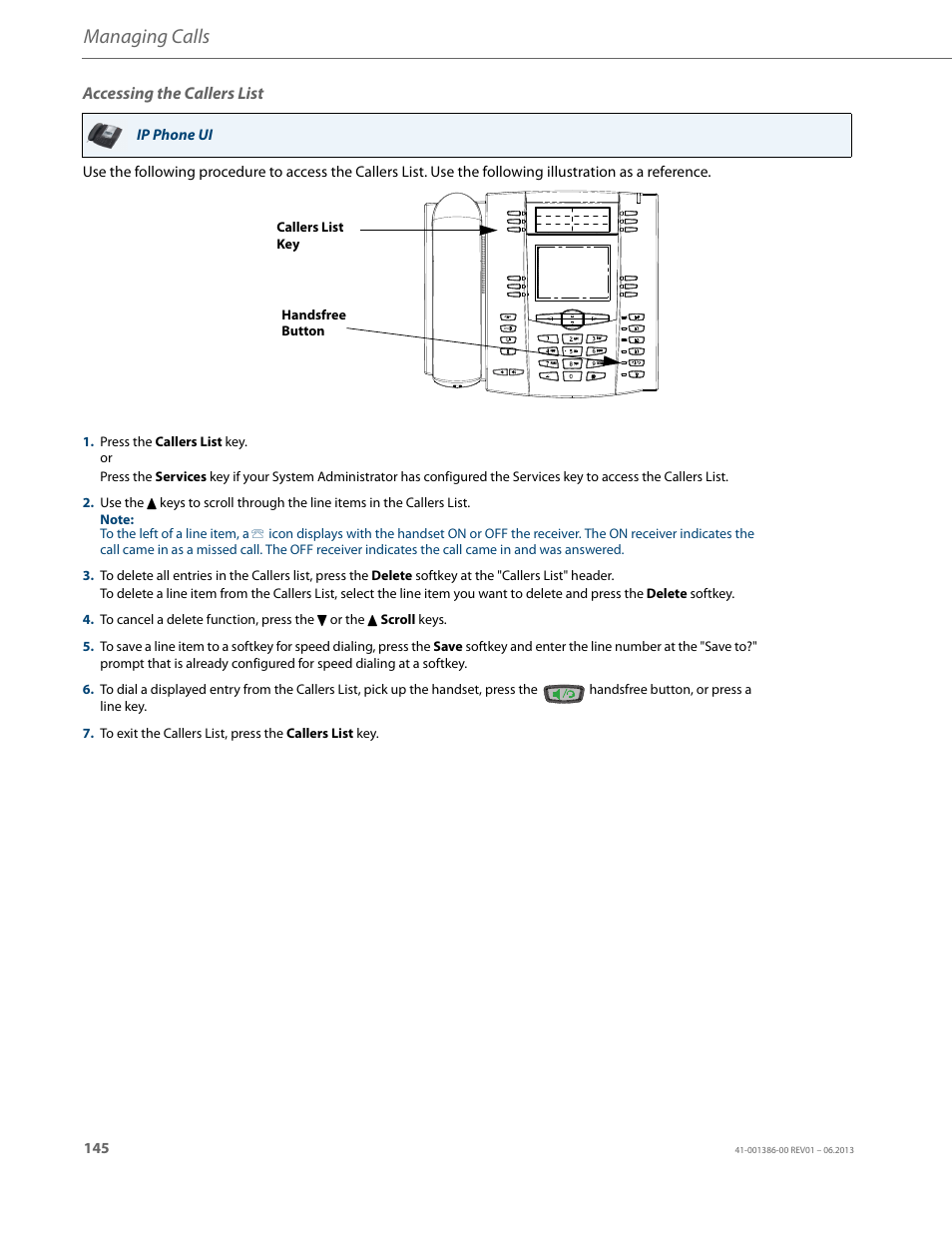 Accessing the callers list, Managing calls | AASTRA 6755i User Guide EN User Manual | Page 152 / 221