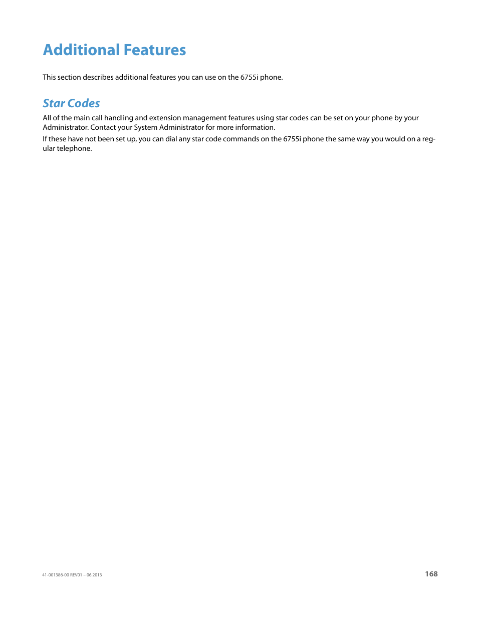 Additional features, Star codes | AASTRA 6755i User Guide EN User Manual | Page 175 / 221