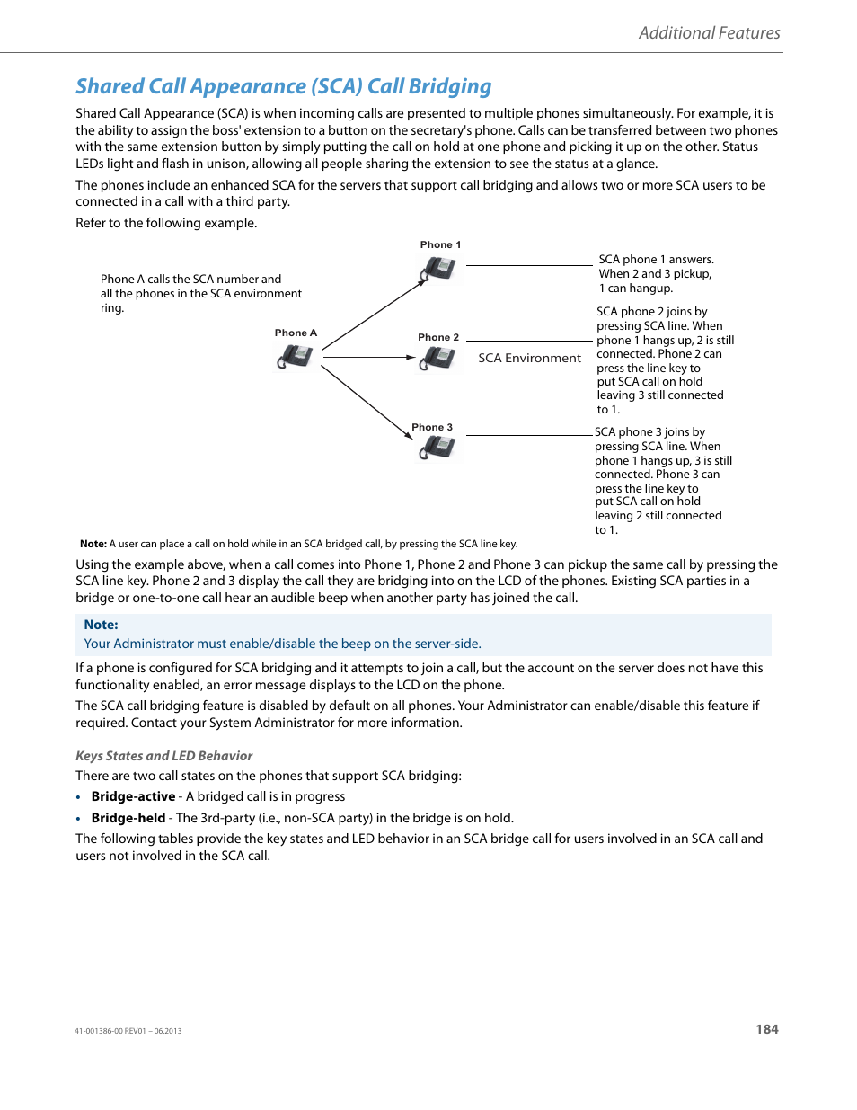 Shared call appearance (sca) call bridging, Additional features | AASTRA 6755i User Guide EN User Manual | Page 191 / 221