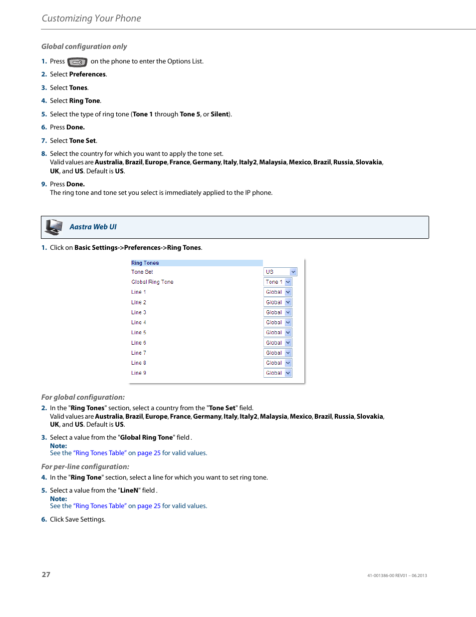 Customizing your phone | AASTRA 6755i User Guide EN User Manual | Page 34 / 221