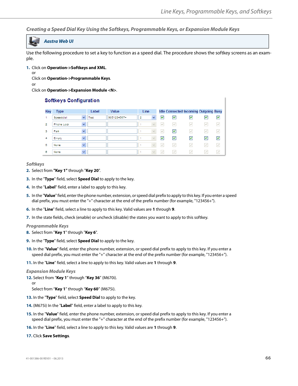 Line keys, programmable keys, and softkeys | AASTRA 6755i User Guide EN User Manual | Page 73 / 221
