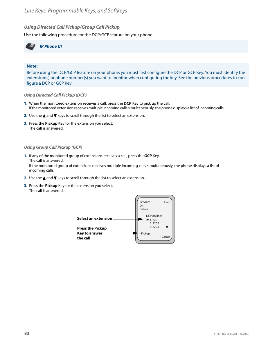 Using directed call pickup/group call pickup, Line keys, programmable keys, and softkeys | AASTRA 6755i User Guide EN User Manual | Page 90 / 221