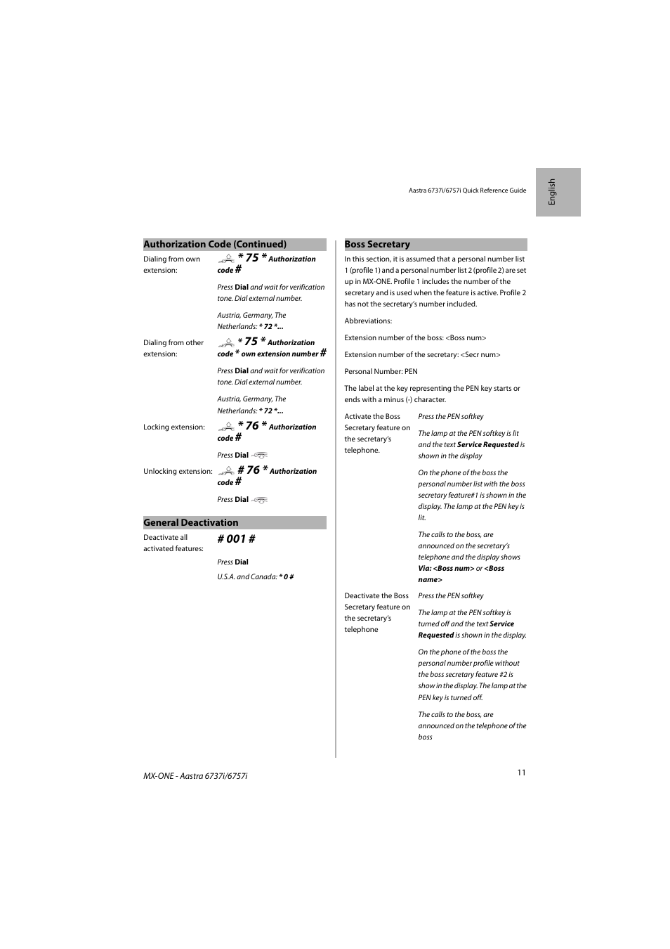 AASTRA 6757i SIP Phone for MX-ONE Quick Reference Guide EN User Manual | Page 11 / 19