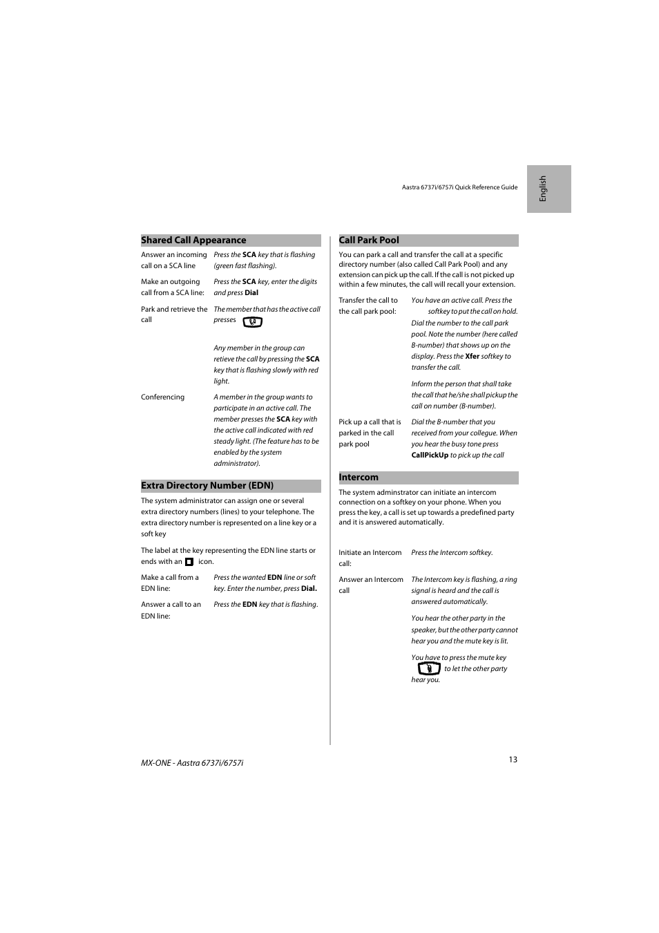 AASTRA 6757i SIP Phone for MX-ONE Quick Reference Guide EN User Manual | Page 13 / 19