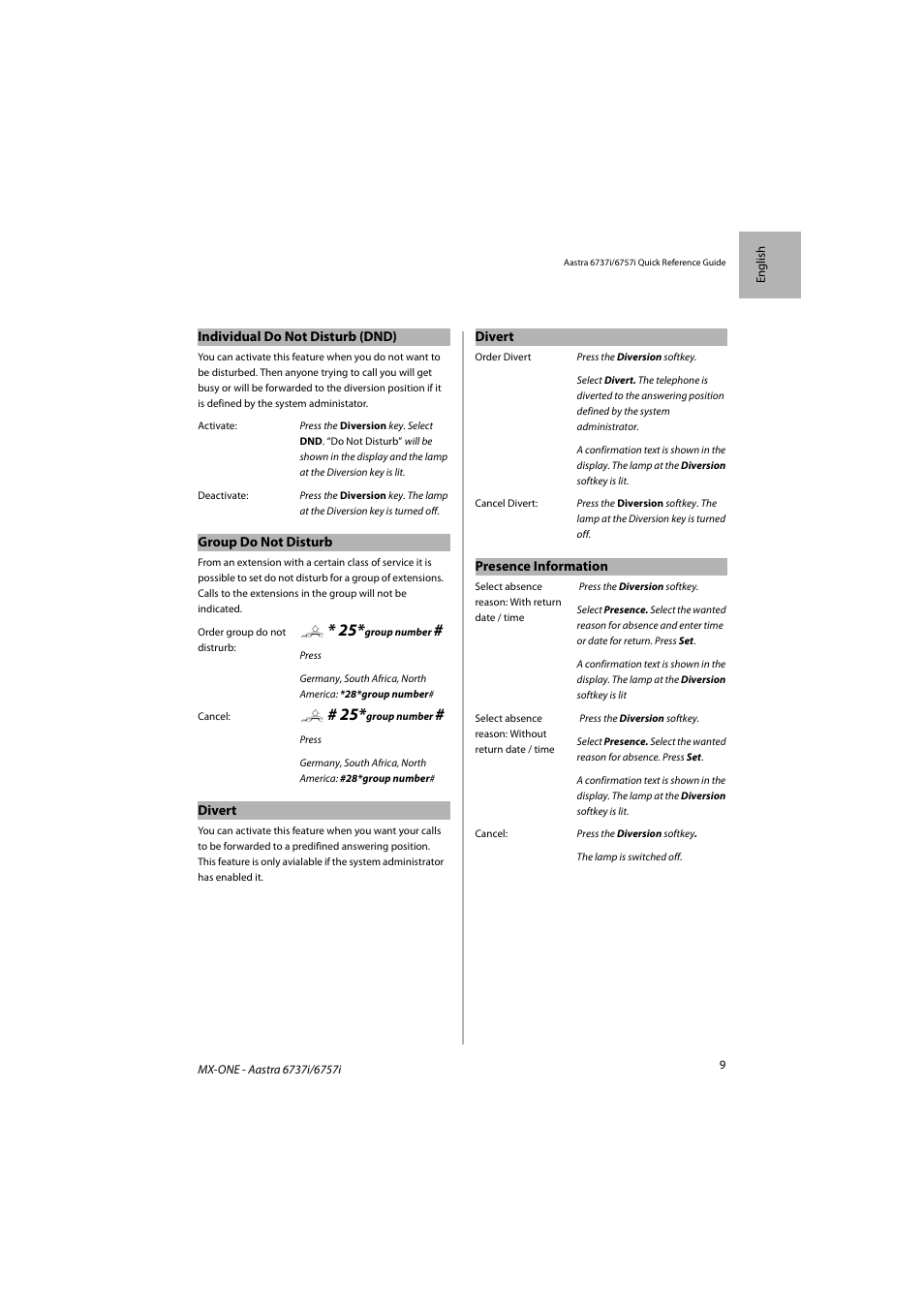 AASTRA 6757i SIP Phone for MX-ONE Quick Reference Guide EN User Manual | Page 9 / 19