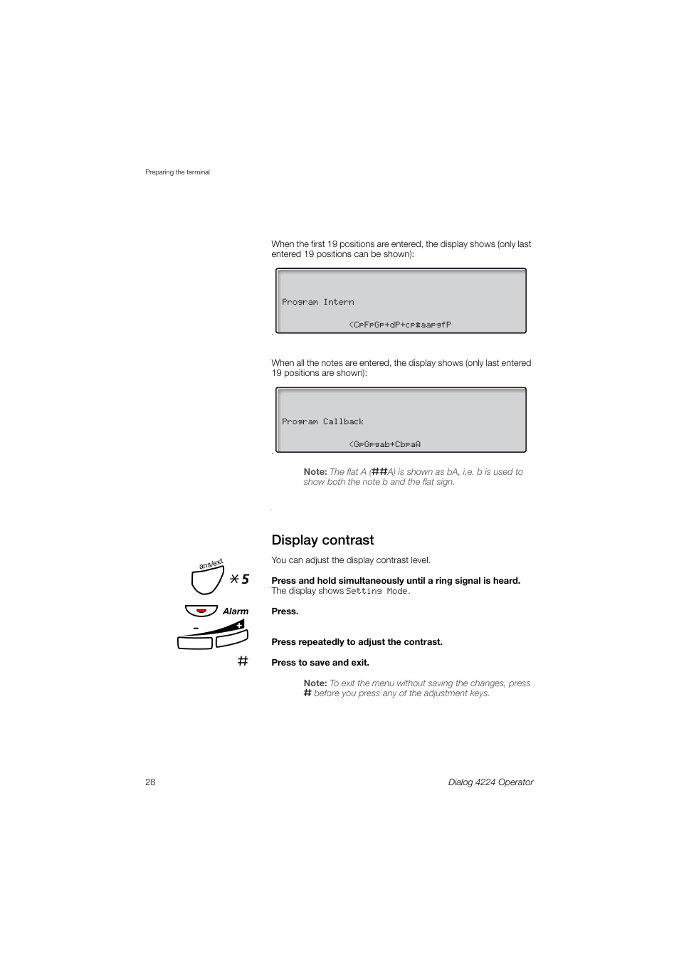 Display contrast, Ê *5 | AASTRA 4224 Operator for MX-ONE User Guide User Manual | Page 28 / 100