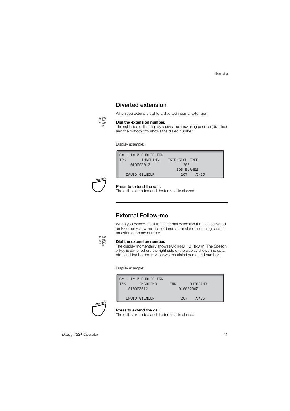 Diverted extension, External follow-me | AASTRA 4224 Operator for MX-ONE User Guide User Manual | Page 41 / 100