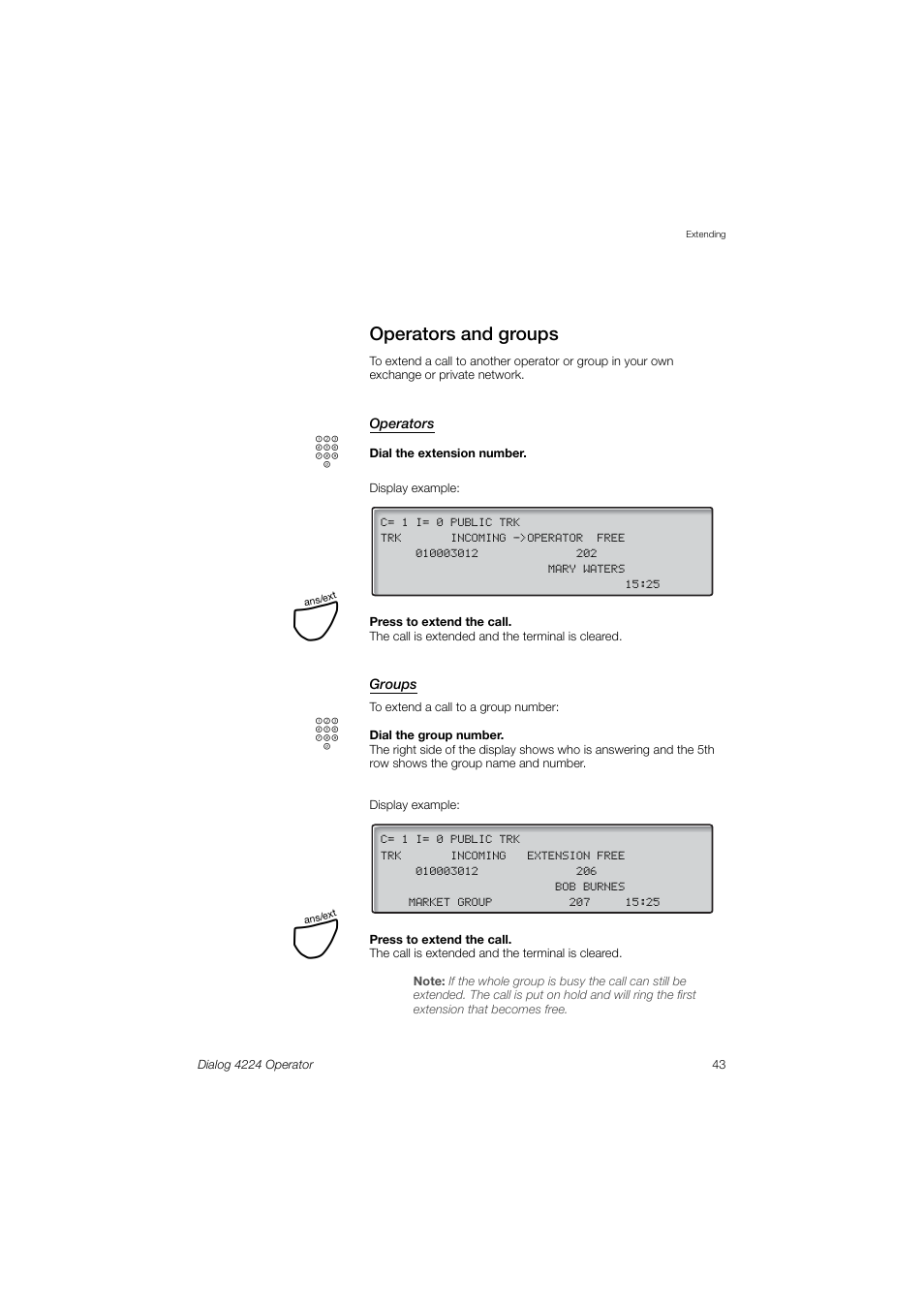 Operators and groups | AASTRA 4224 Operator for MX-ONE User Guide User Manual | Page 43 / 100