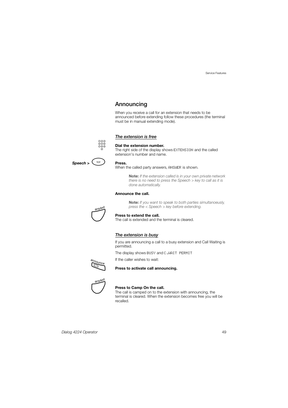 Announcing | AASTRA 4224 Operator for MX-ONE User Guide User Manual | Page 49 / 100