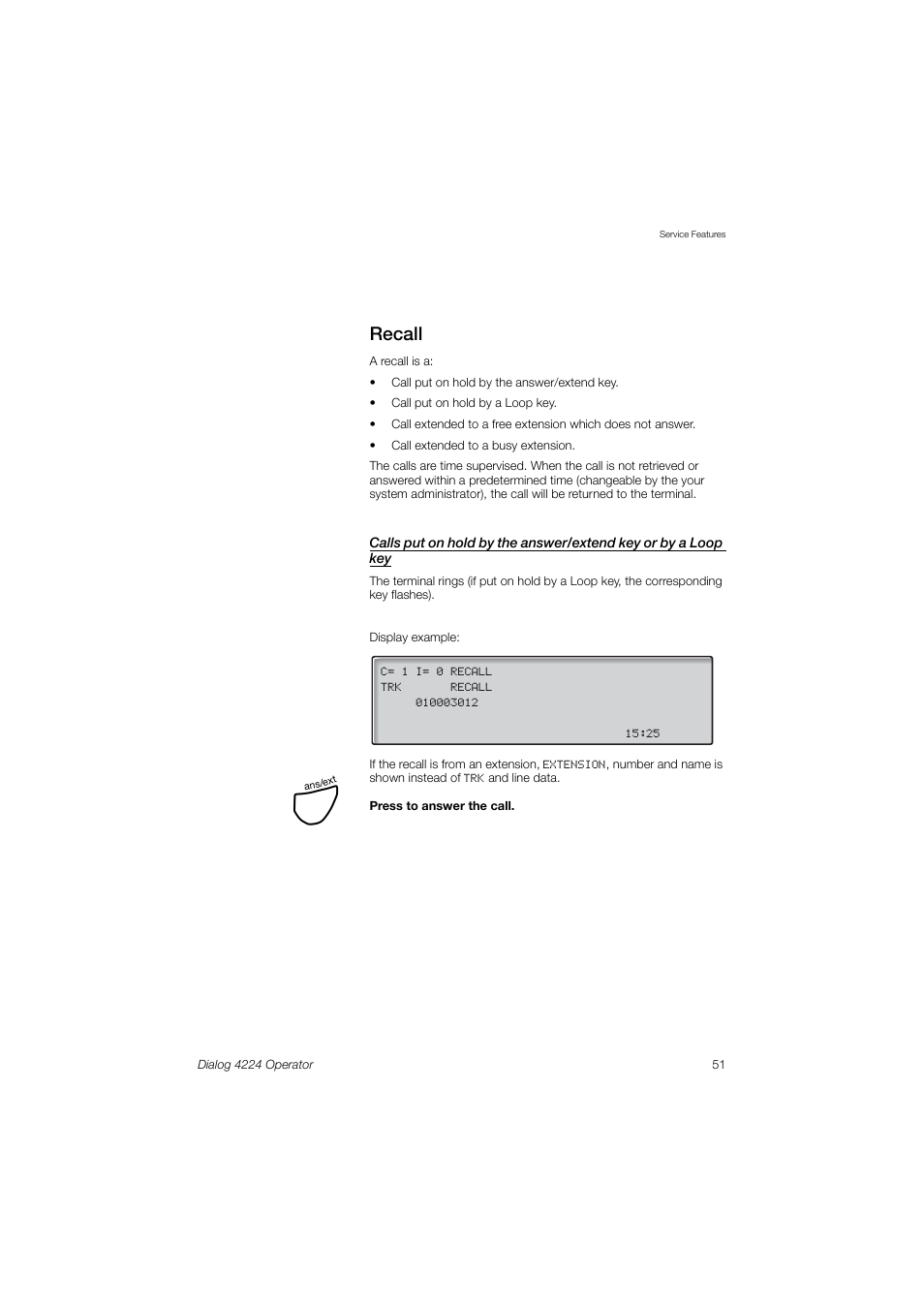 Recall | AASTRA 4224 Operator for MX-ONE User Guide User Manual | Page 51 / 100