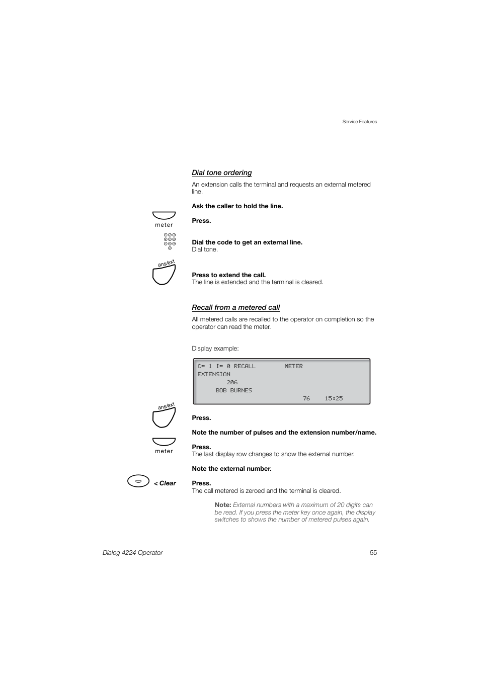 Recall from a metered call | AASTRA 4224 Operator for MX-ONE User Guide User Manual | Page 55 / 100