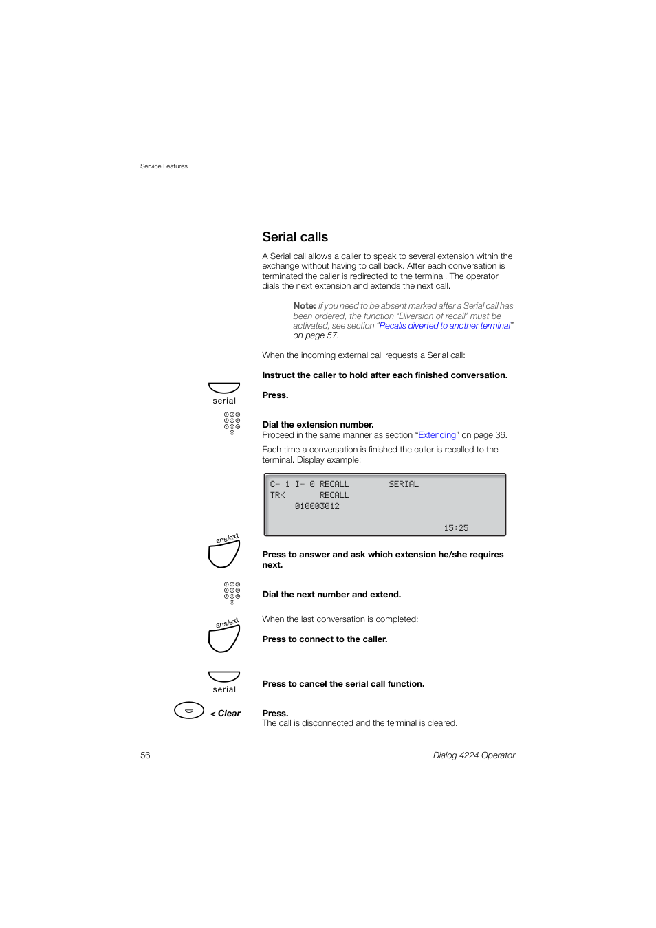 Serial calls, Section | AASTRA 4224 Operator for MX-ONE User Guide User Manual | Page 56 / 100