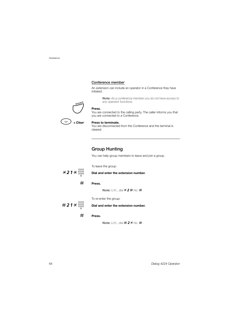 Group hunting, 21* z | AASTRA 4224 Operator for MX-ONE User Guide User Manual | Page 64 / 100