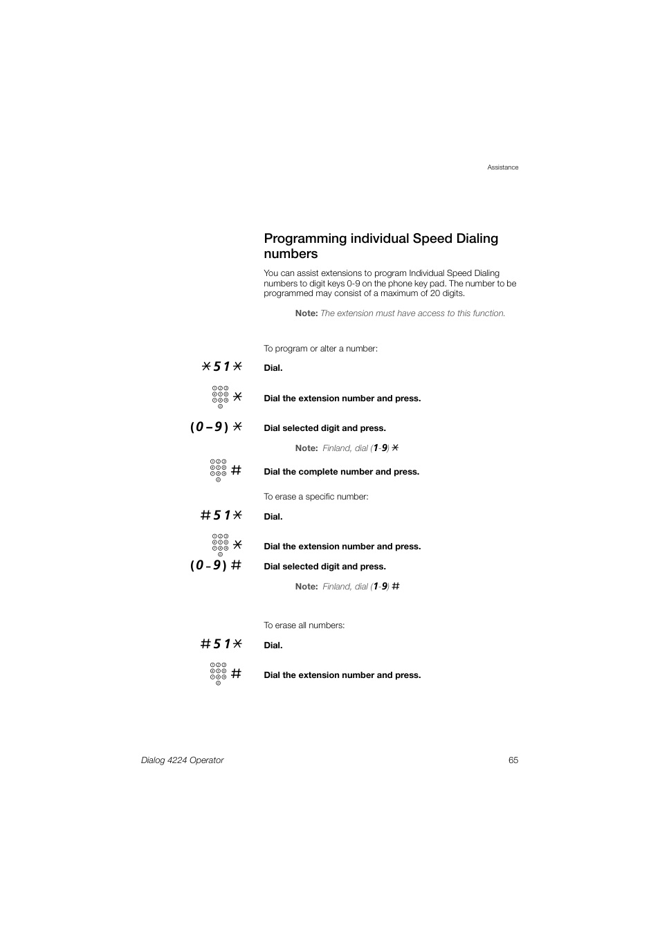 Programming individual speed dialing numbers | AASTRA 4224 Operator for MX-ONE User Guide User Manual | Page 65 / 100