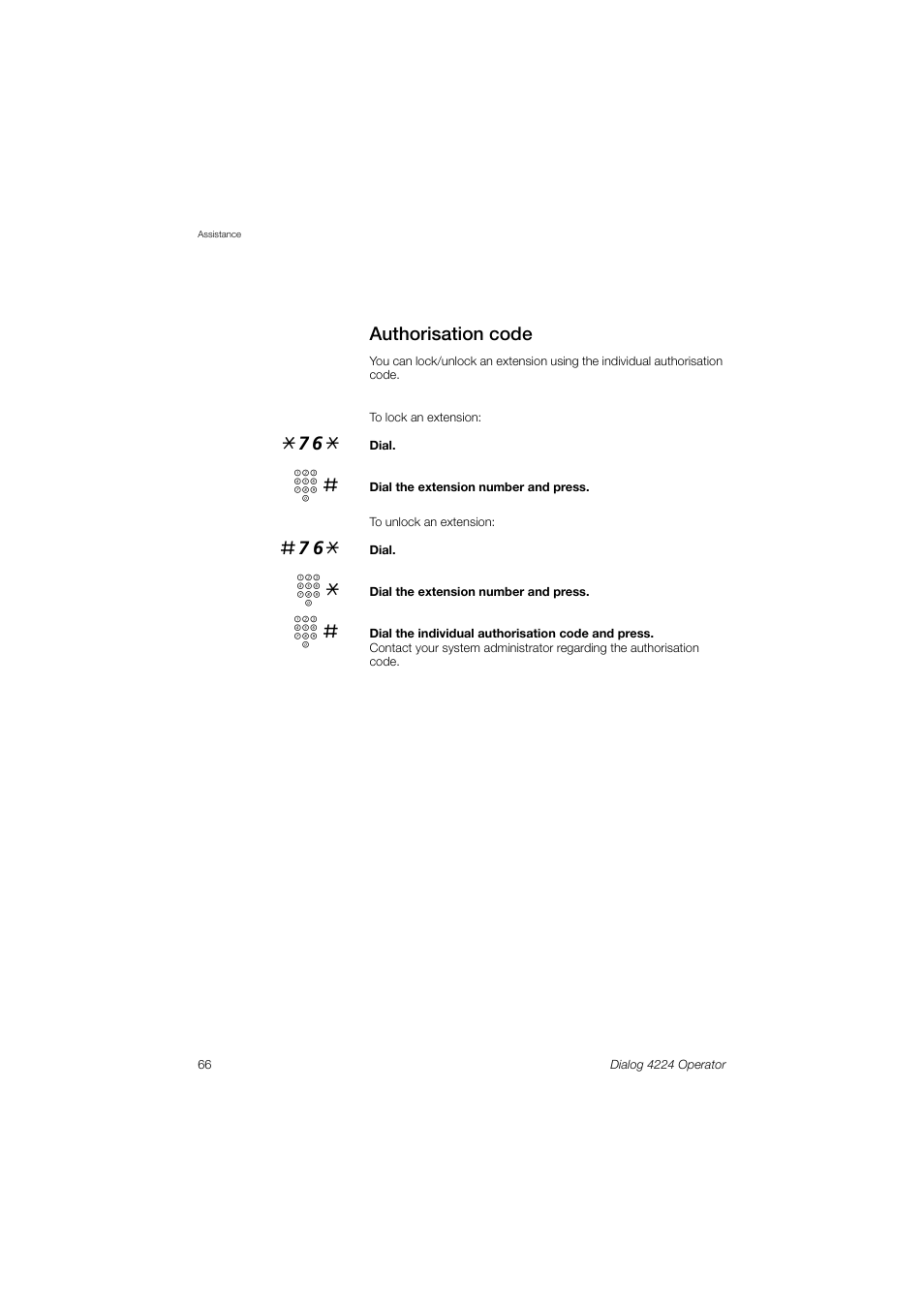 Authorisation code | AASTRA 4224 Operator for MX-ONE User Guide User Manual | Page 66 / 100