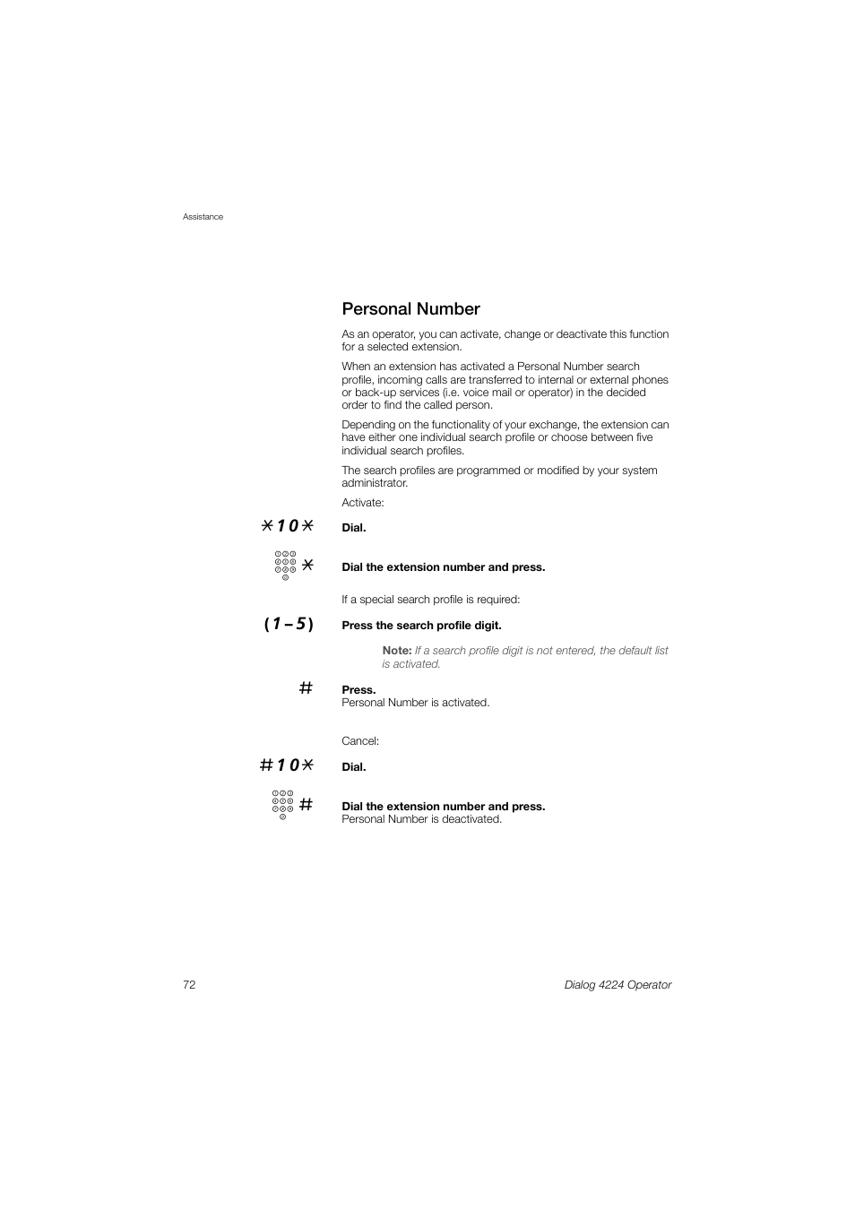 Personal number | AASTRA 4224 Operator for MX-ONE User Guide User Manual | Page 72 / 100