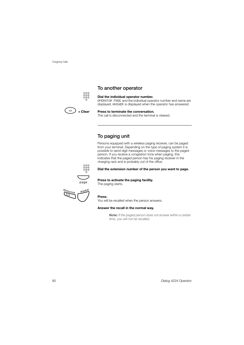 To another operator, To paging unit | AASTRA 4224 Operator for MX-ONE User Guide User Manual | Page 80 / 100
