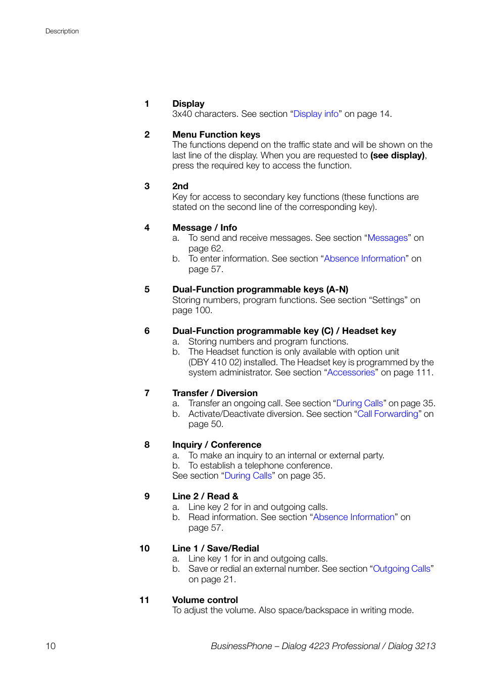 AASTRA 4223 Professional for BusinessPhone User Guide User Manual | Page 10 / 138