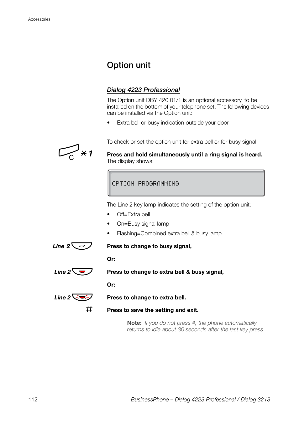 Option unit, Dialog 4223 professional | AASTRA 4223 Professional for BusinessPhone User Guide User Manual | Page 112 / 138